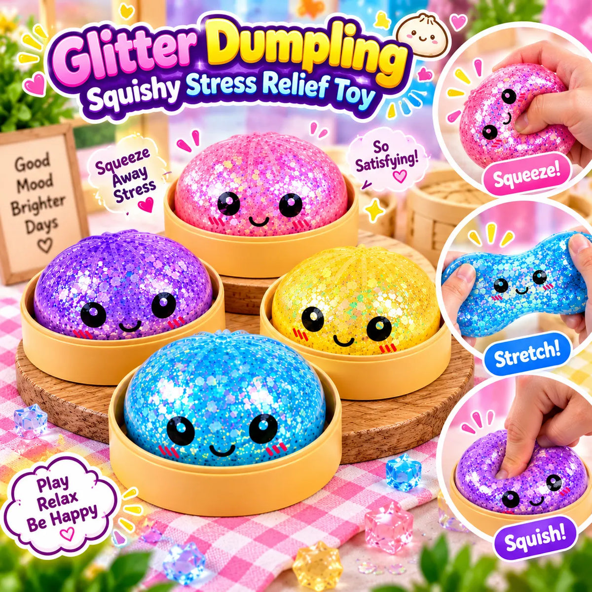 Glitter Dumpling Squishy Stress Relief Toy