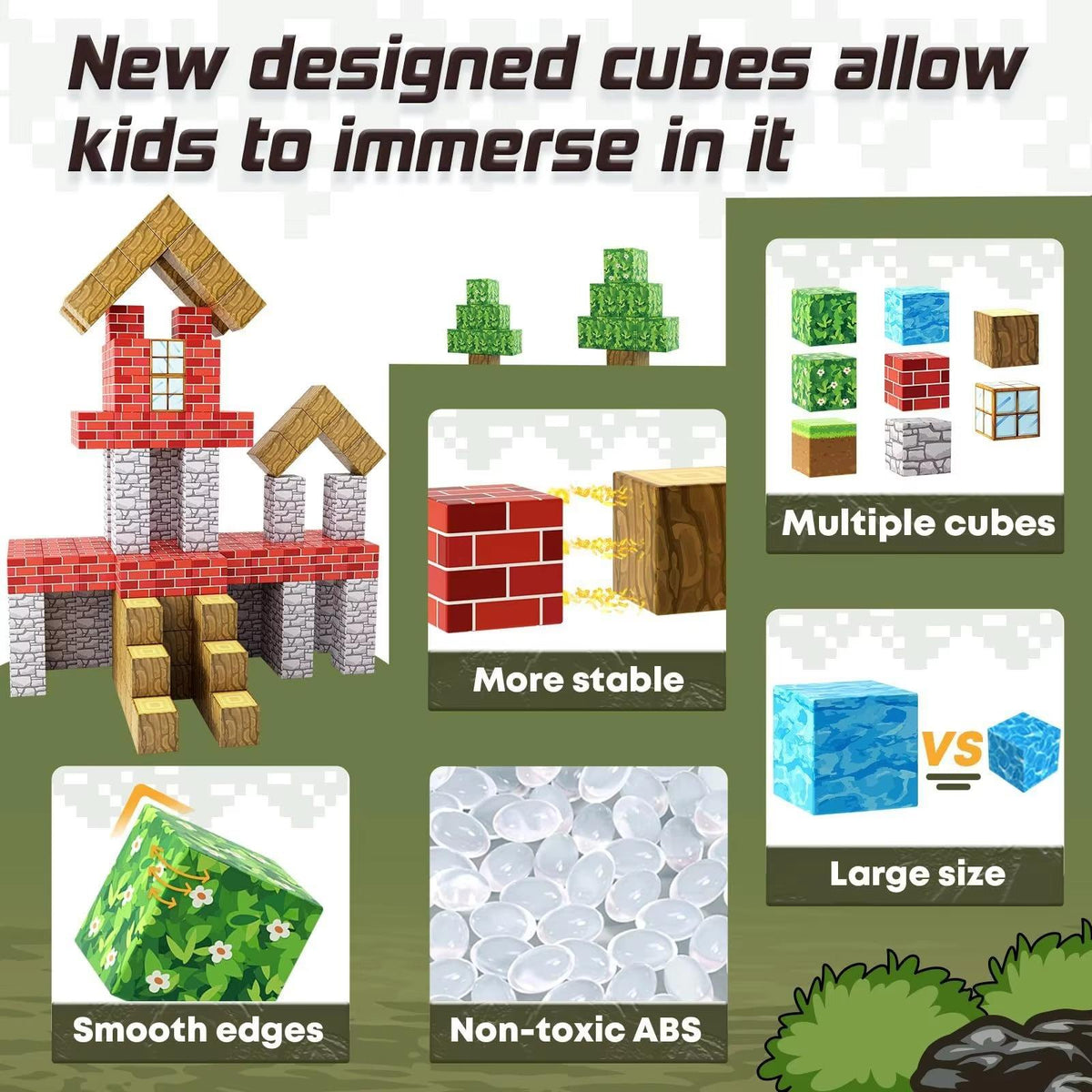 Minecraft Magnetic Building Blocks Cubes (100 Pcs | ZH019)