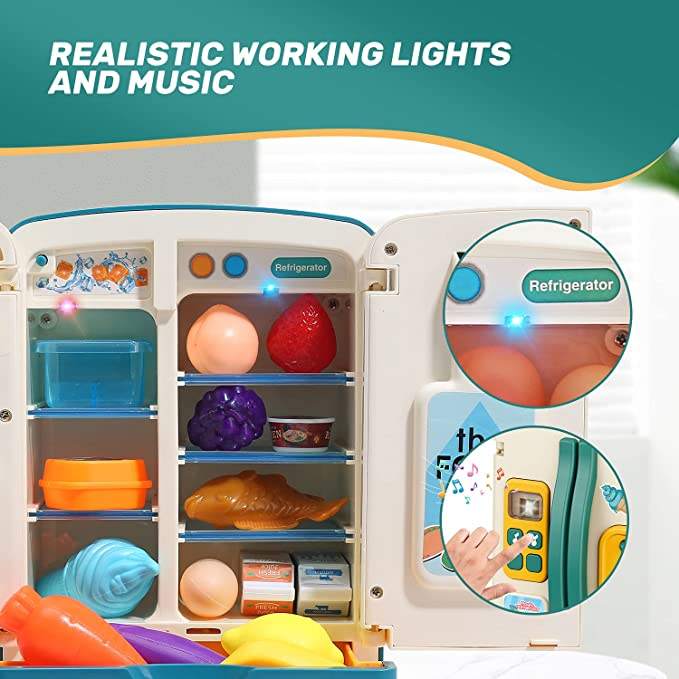 Multifunctional Kids Refrigerator Toy with Ice Dispenser (G227A)