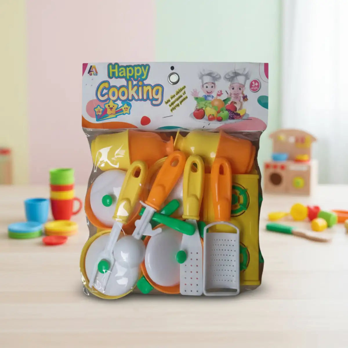 Happy Cooking kitchen set toy with pretend cookware and utensils for kids