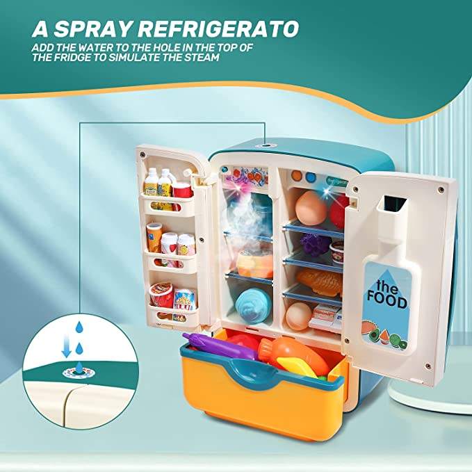 Multifunctional Kids Refrigerator Toy with Ice Dispenser (G227A)
