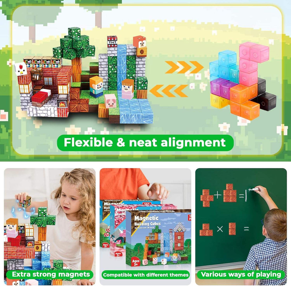 Minecraft Magnetic Building Blocks Cubes (100 Pcs | ZH019)