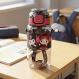 Straw Water Bottle with Pop-Up Lid & Strap (029-52)