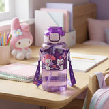 Straw Water Bottle with Pop-Up Lid & Strap (029-52)