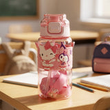 Straw Water Bottle with Pop-Up Lid & Strap (029-52)
