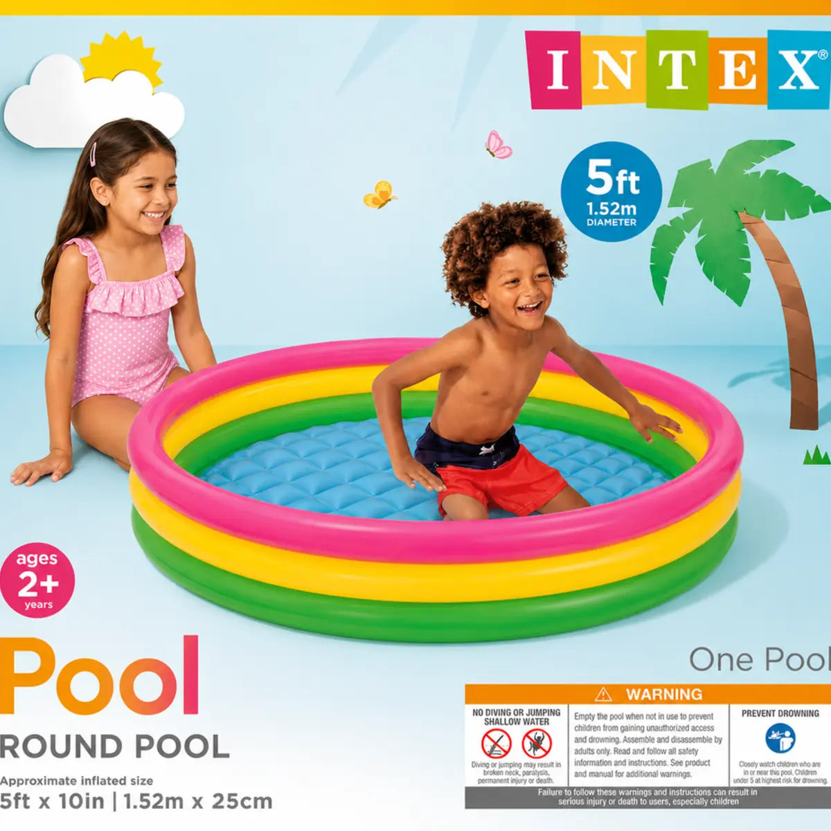 Intex Kids Swimming Pool Colorful Inflatable Pool for Children Available in 4 Sizes