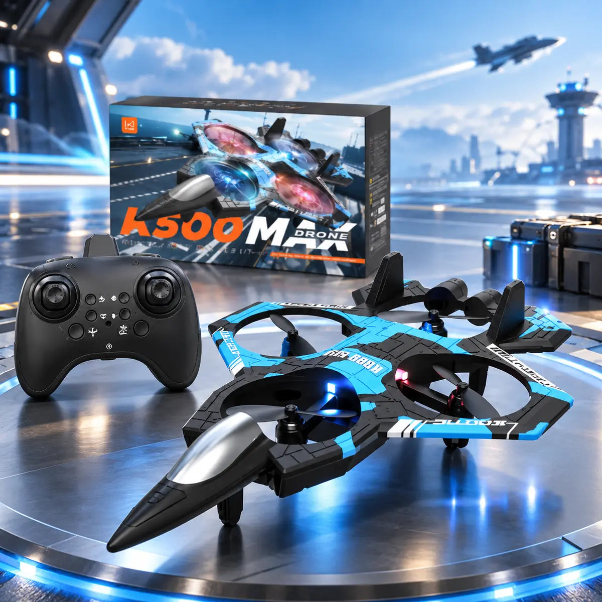 K500 Max RC Fighter Jet Drone with Remote Controller for Kids and Adults