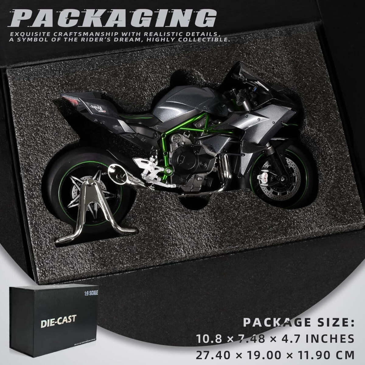 Kawasaki Ninja H2R 1:9 scale premium diecast motorcycle model with realistic details
