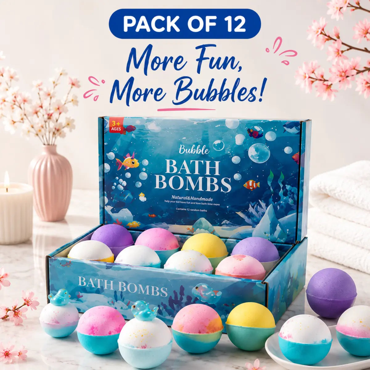 12 pack kids bath bombs with surprise toys inside colorful fizzy bath bombs for children
