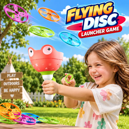 Kids Flying Disc Launcher Game Toy with Colorful Flying Discs