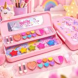 Kids Makeup & Stationery Box – 2-in-1 Pencil Case with Washable Eyeshadow Set (2962F)