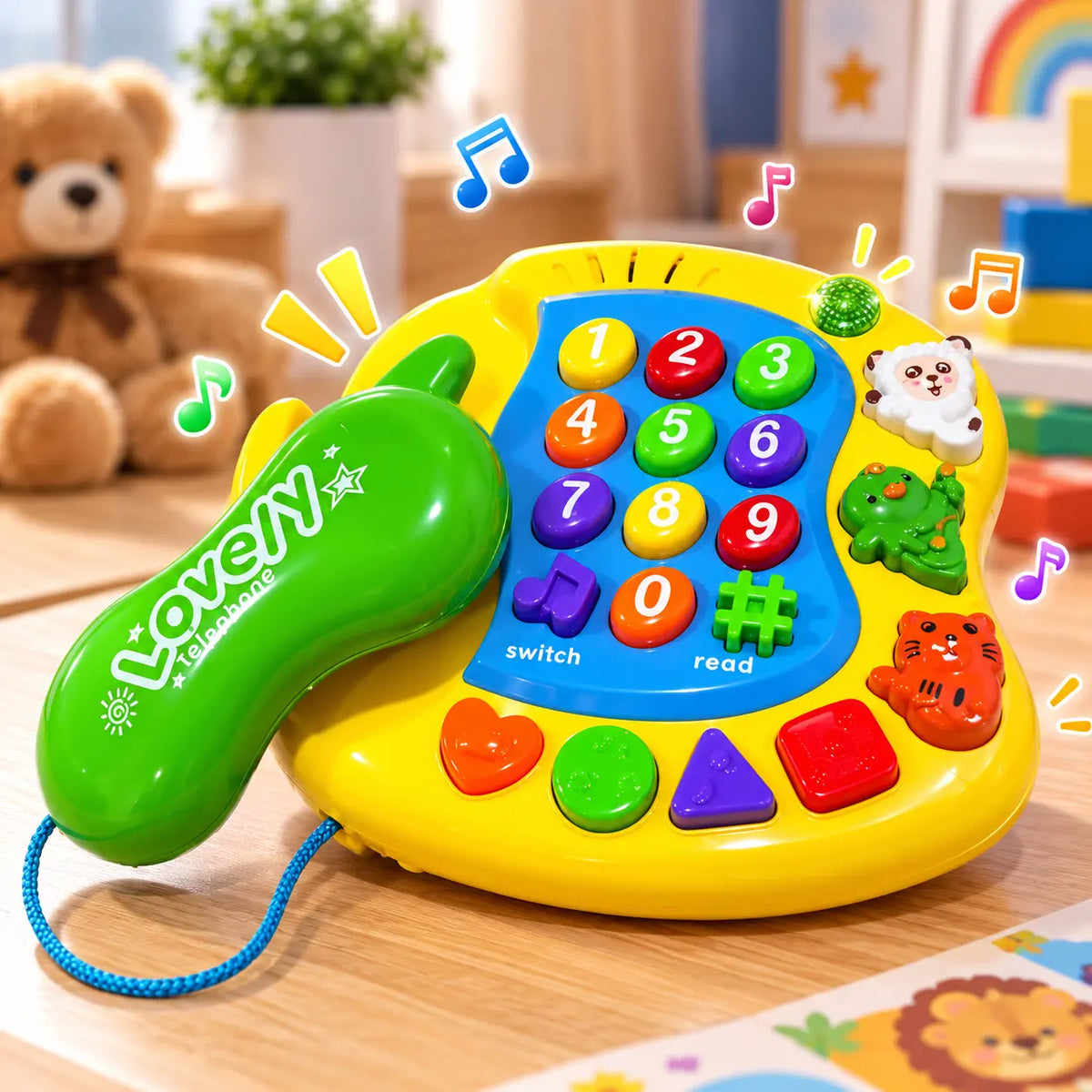 Musical and Educational Phone Toy for Kids with telephone handset and interactive features