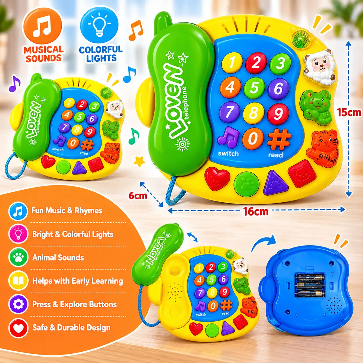 Musical & Educational Phone Toy for Kids (9901B)