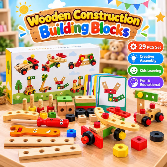 Wooden Nut And Bolt Construction Educational Toy For Kids