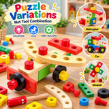 Wooden Tool Kit (29 PCS) – Kids Nut & Bolt Puzzle Educational Construction Toy (2025-38)