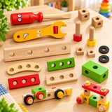 Wooden Tool Kit (29 PCS) – Kids Nut & Bolt Puzzle Educational Construction Toy (2025-38)