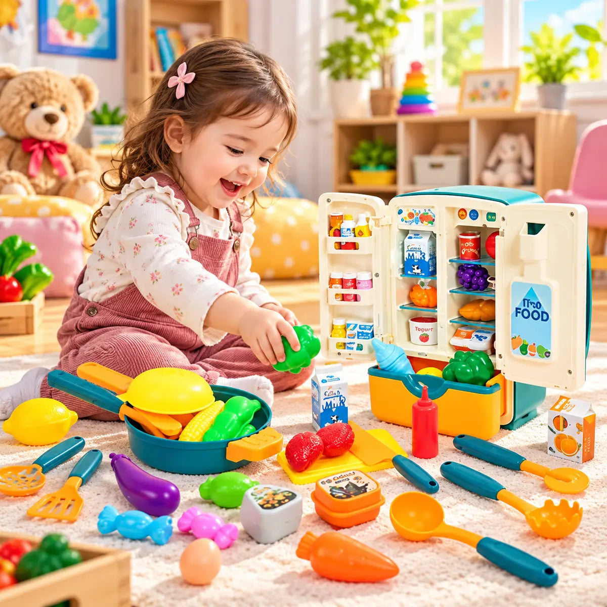 Multifunctional Kids Refrigerator Toy with Ice Dispenser (G227A)