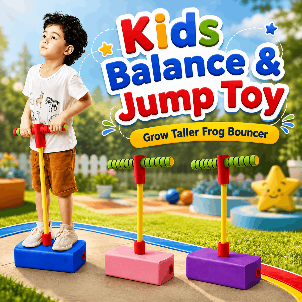Kids Balance & Jump Toy – Grow Taller Frog Bouncer - Toynix