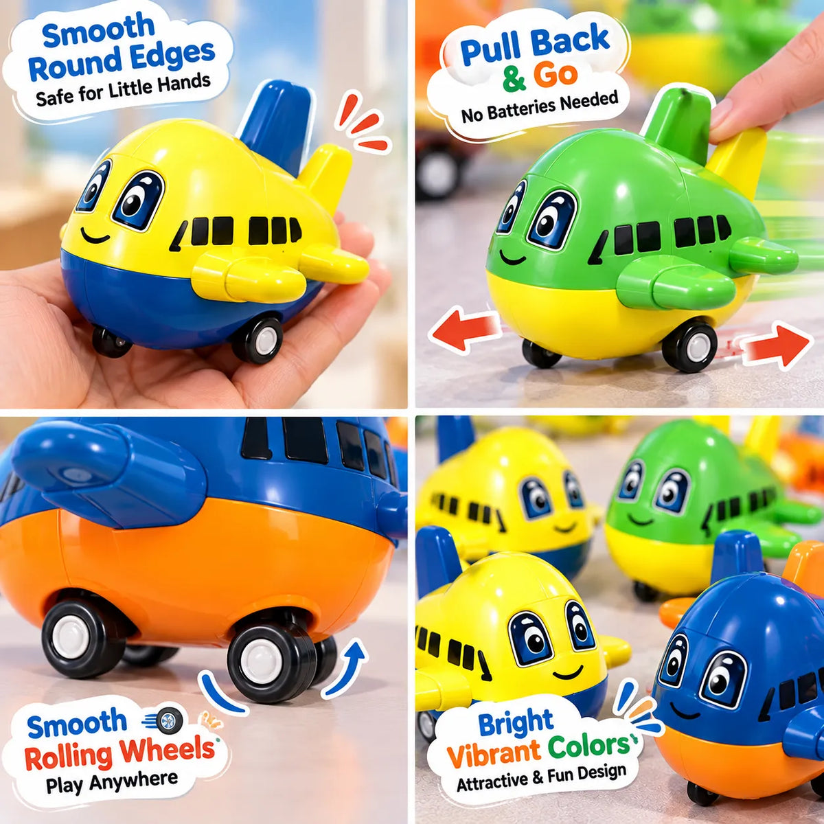Kids Colorful Pull-Back Airplane Toy