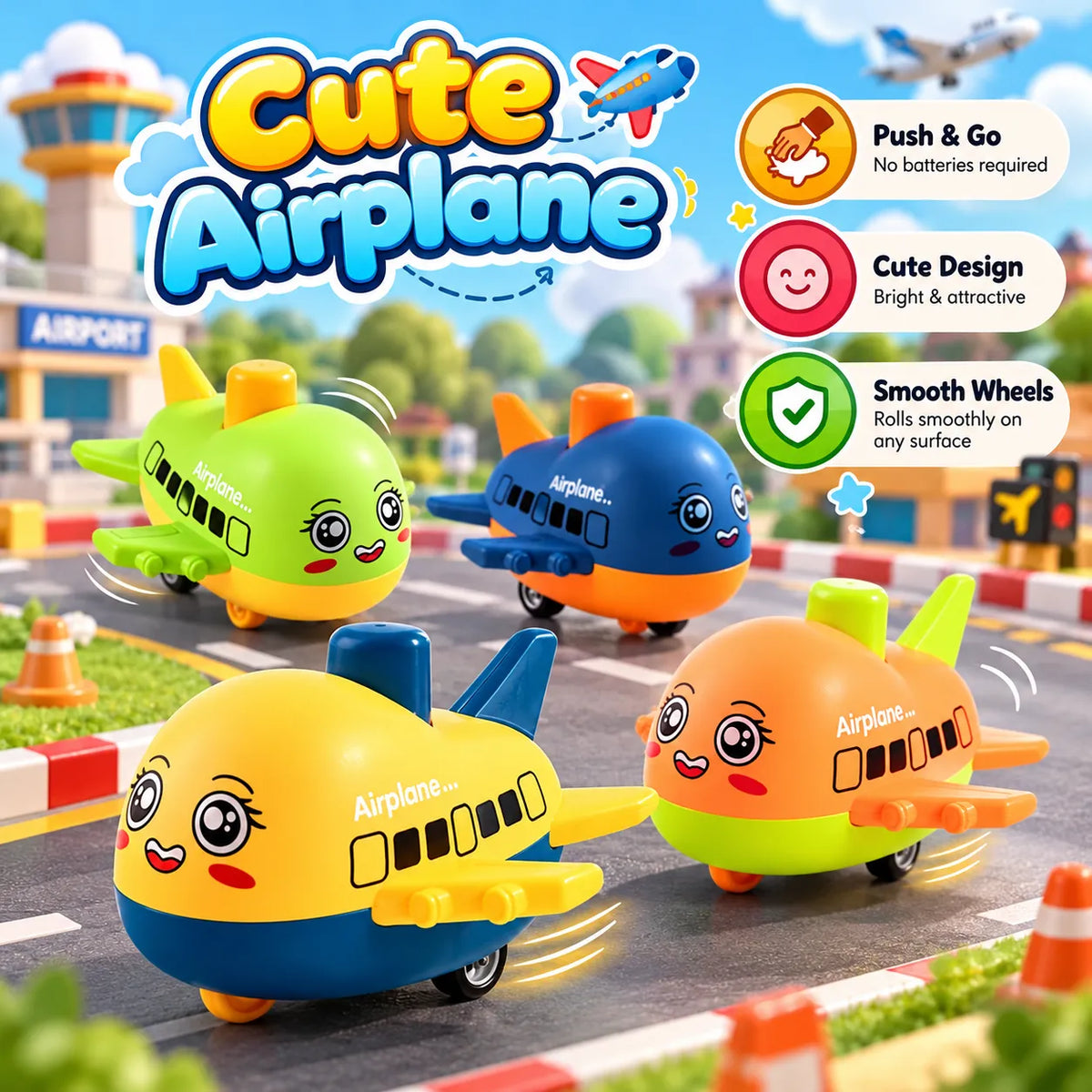 Kids Pull-Back Airplane Toy (6688-28S)