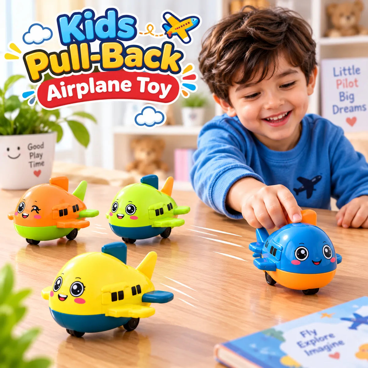 Kids Pull-Back Airplane Toy (6688-28S)
