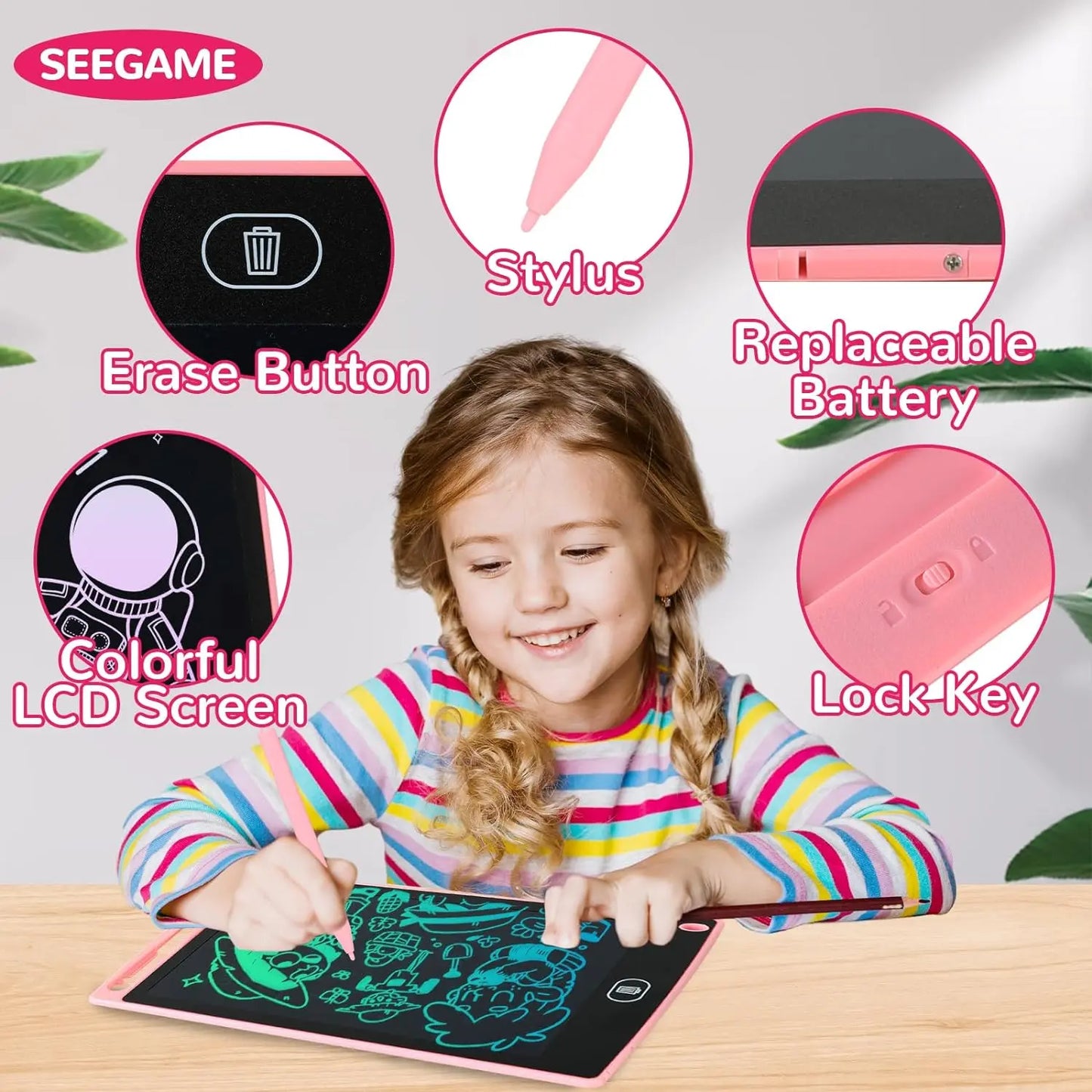 LCD Multicolor Screen Writing Tablet Erasable Writing Board - Toynix