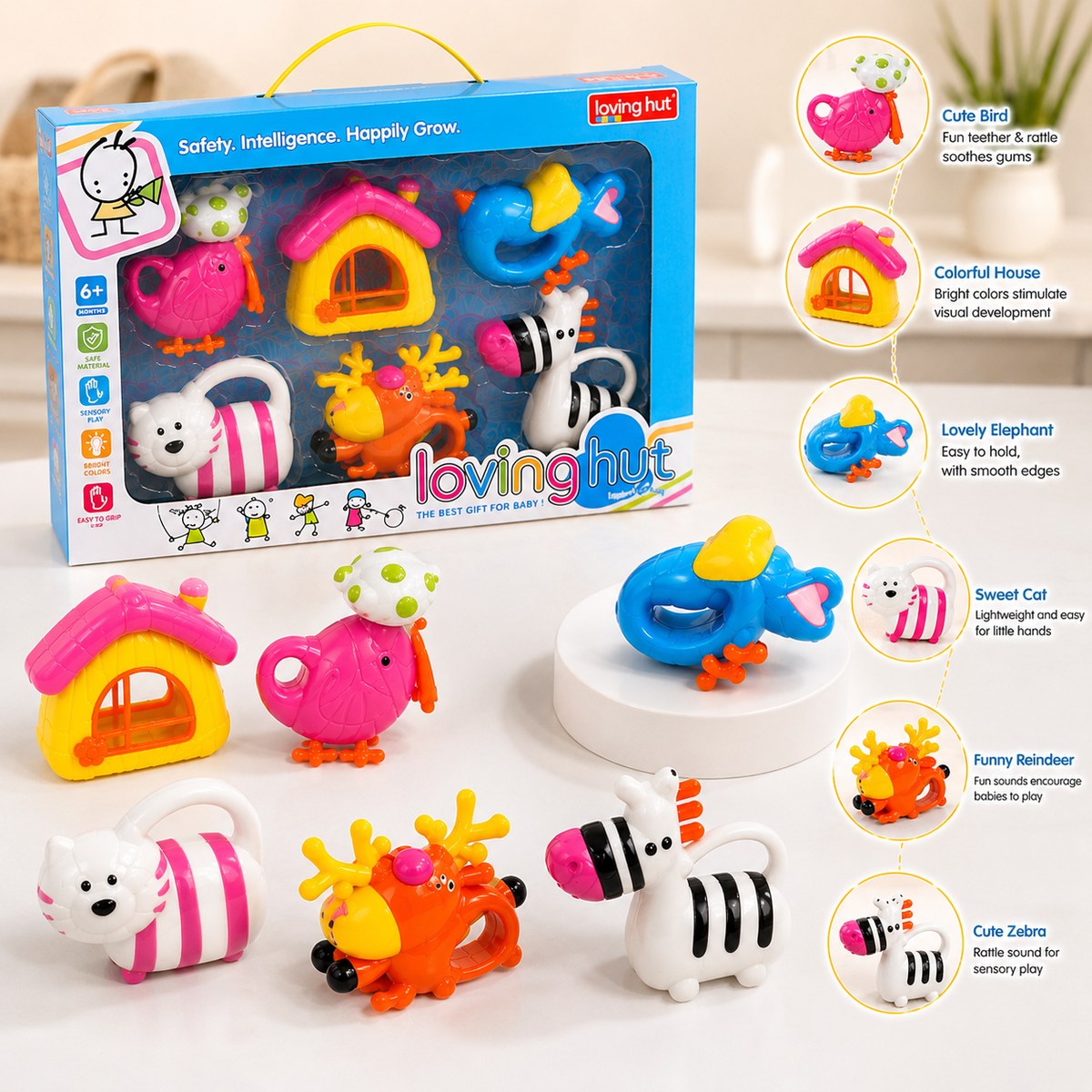 Loving Hut Colorful Rattles Set for Babies