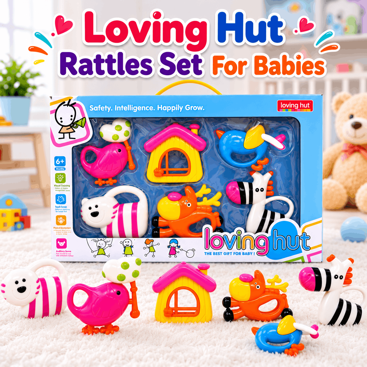 Loving Hut Colorful Rattles Set for Babies