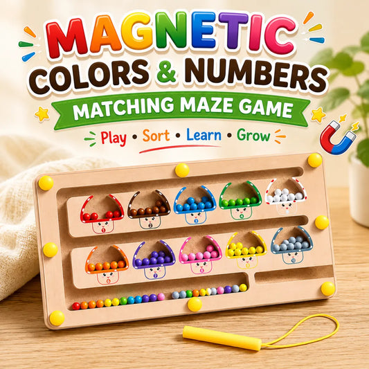 Magnetic Colors and Numbers Matching Maze Game Wooden Educational Activity Board for Kids
