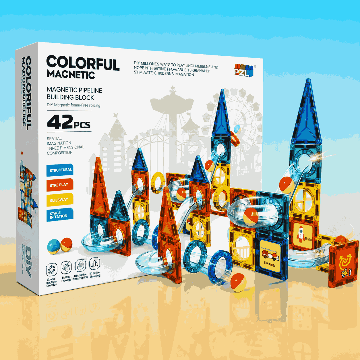 Magnetic Pipeline Building Blocks Construction Set for Kids - Toynix