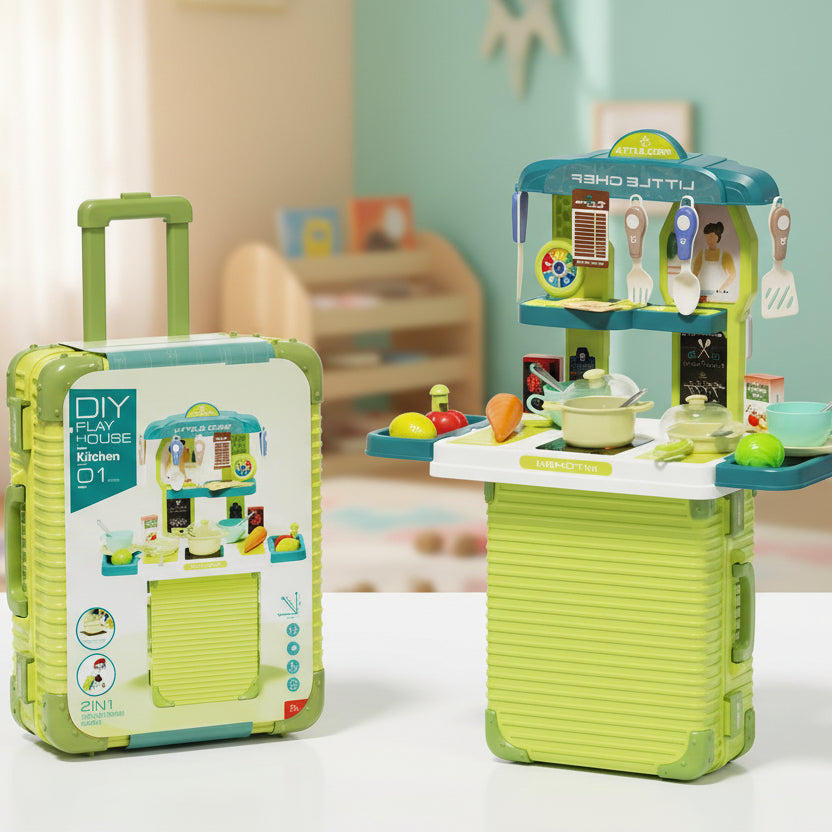 Green Large Kitchen Play Set for Kids (678-631A)