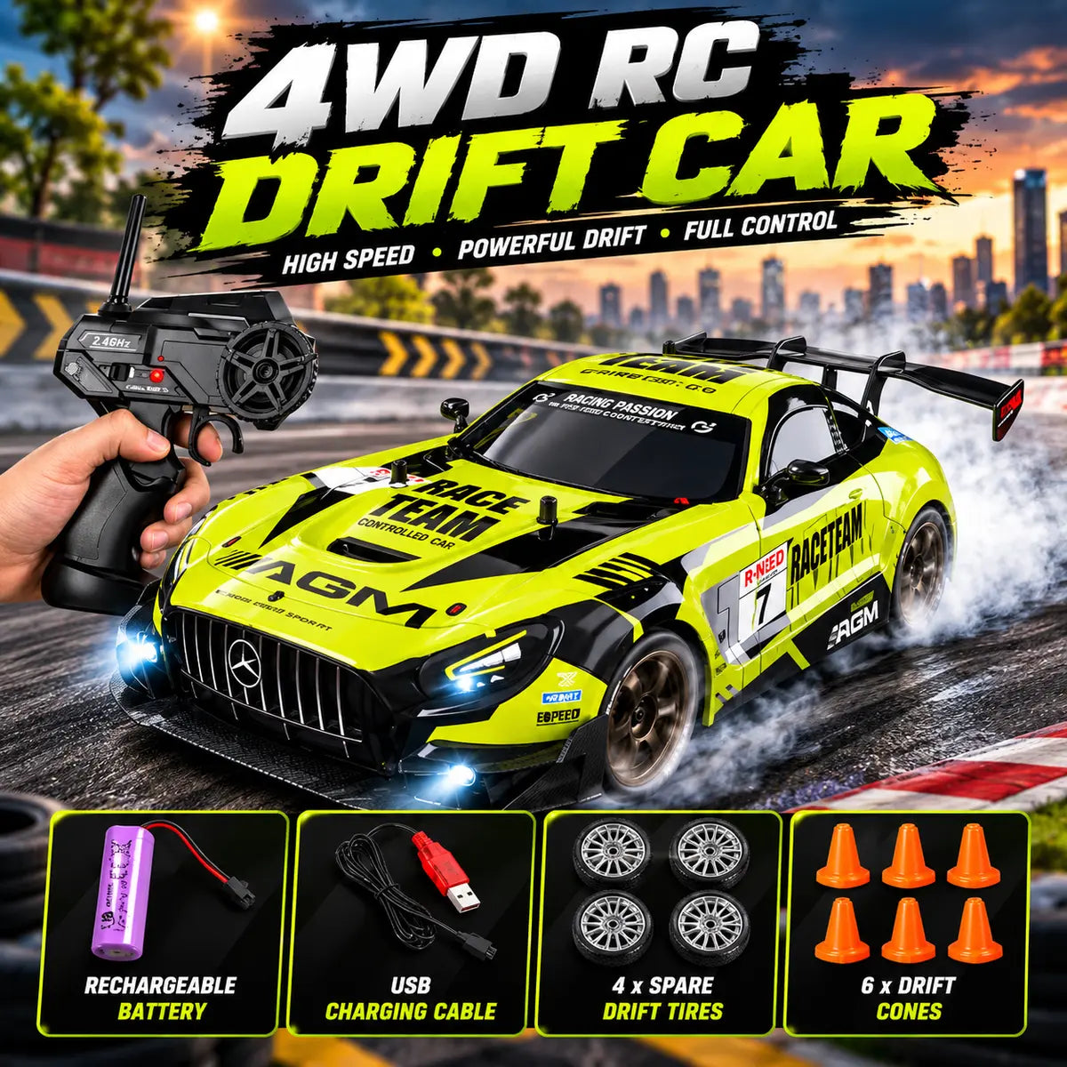 Mercedes-AMG GT3 Evo High Speed 4WD RC Drift Car (SQ2335-066A)