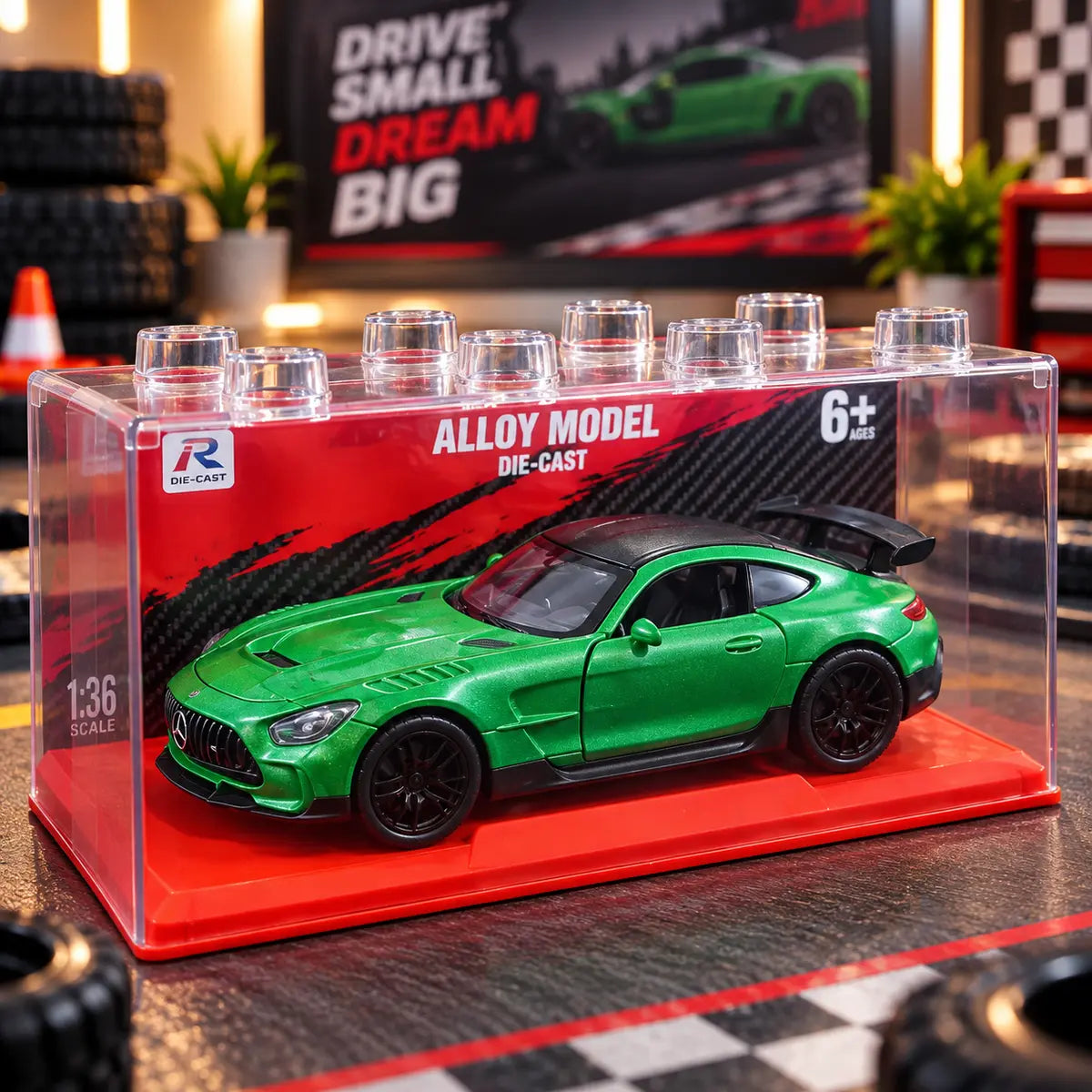 Mercedes AMG GTR Premium 1:36 Die-Cast Metal Pull-Back Toy Car Random Color
