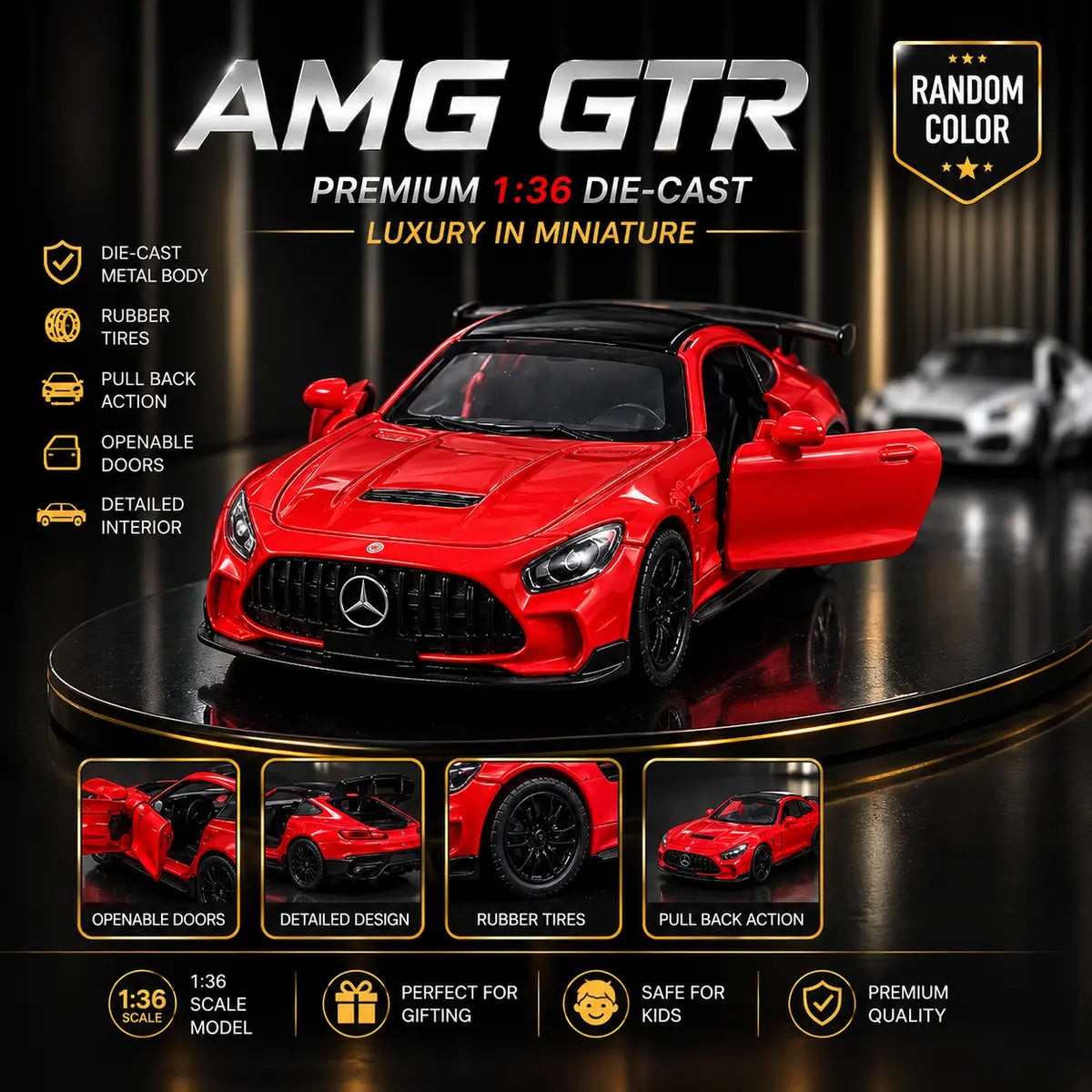 Mercedes AMG GTR Premium 1:36 Die-Cast (Random Color | W36888)