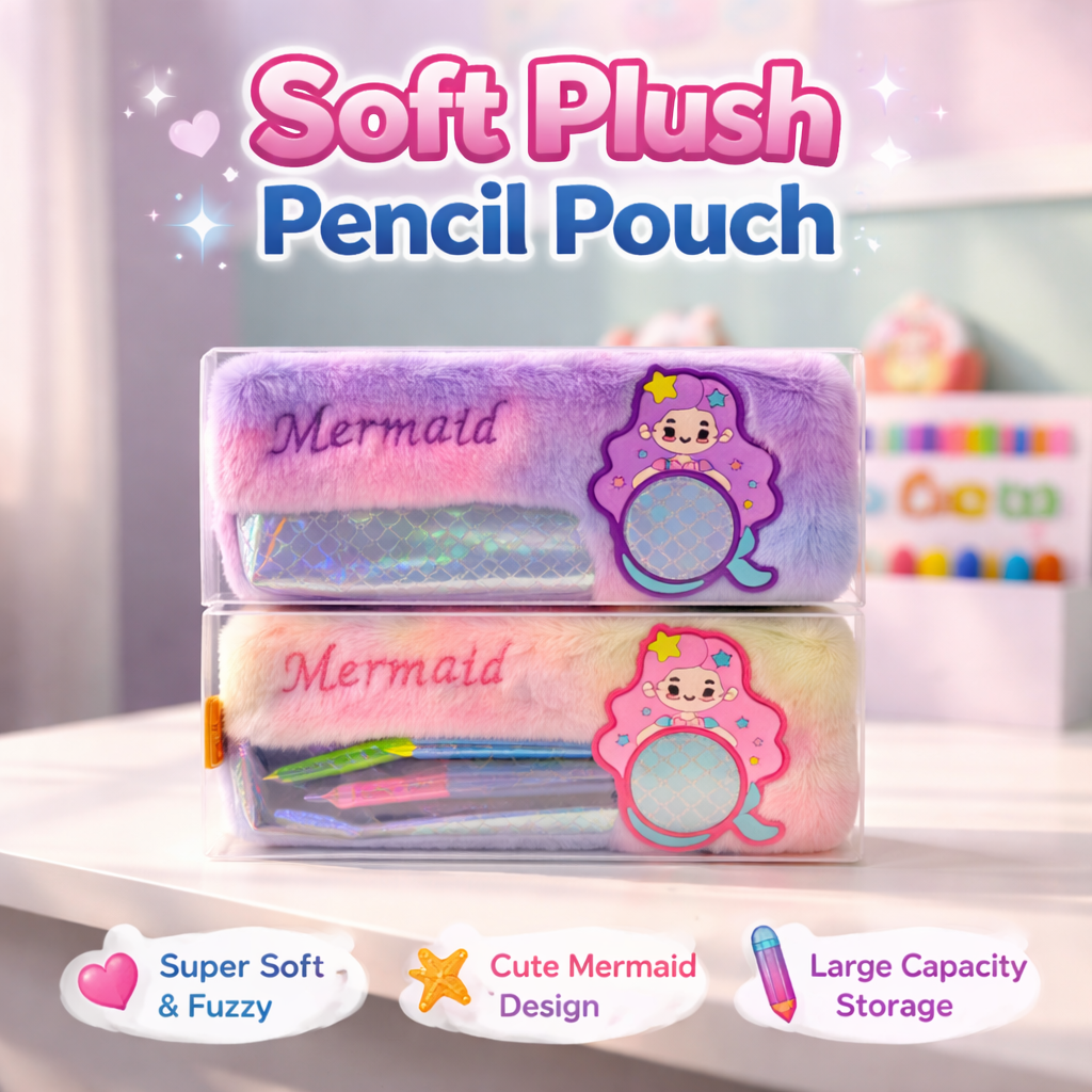Soft Plush Pencil Pouch For Kids (MultiColor) (FUR-29)