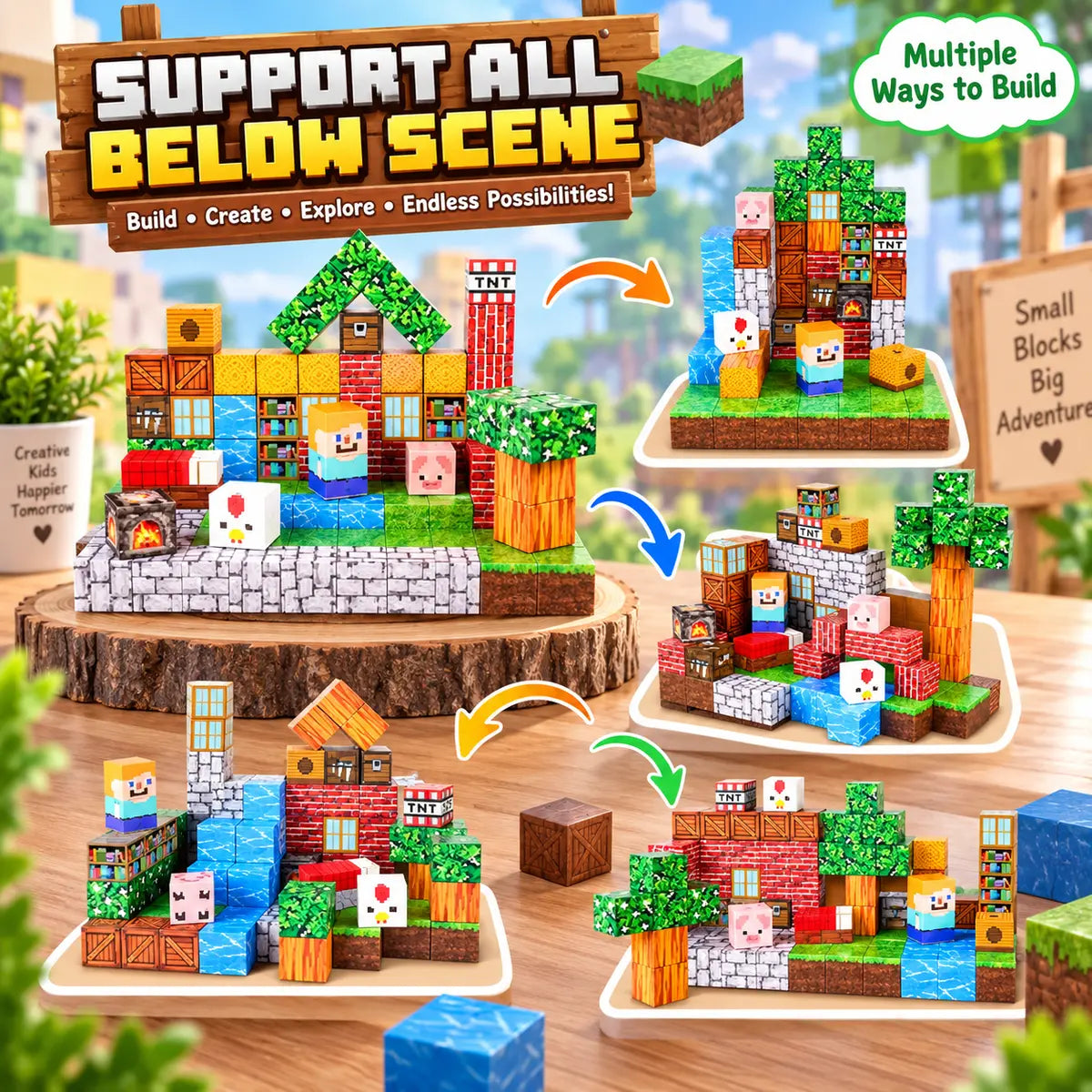 Minecraft-inspired magnetic building blocks cubes 100-piece construction set for kids