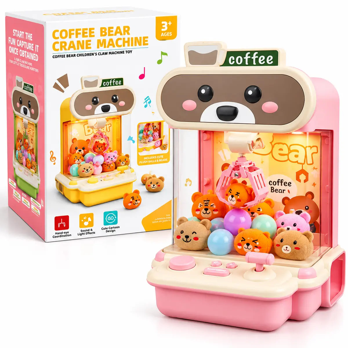 Mini Coffee Bear Claw Machine for Kids with 20 Surprise Dolls - Toynix.pk