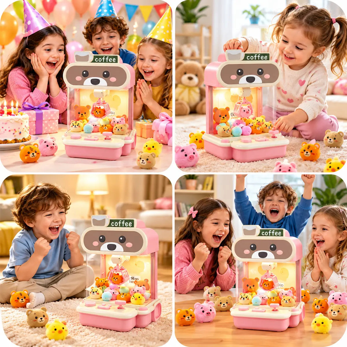 Mini Coffee Bear Claw Machine for Kids with 20 Surprise Dolls - Toynix.pk
