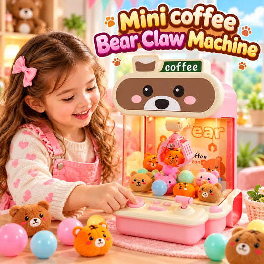 Mini Coffee Bear Claw Machine for Kids with 20 Surprise Dolls - Toynix.pk