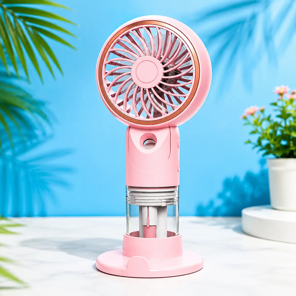 Portable Mini Rechargeable Fan with Water Spray Colorful Handheld Cooling Mist Fan