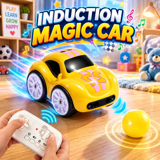 Mini remote and induction yellow racing car with smart RC controls for kids