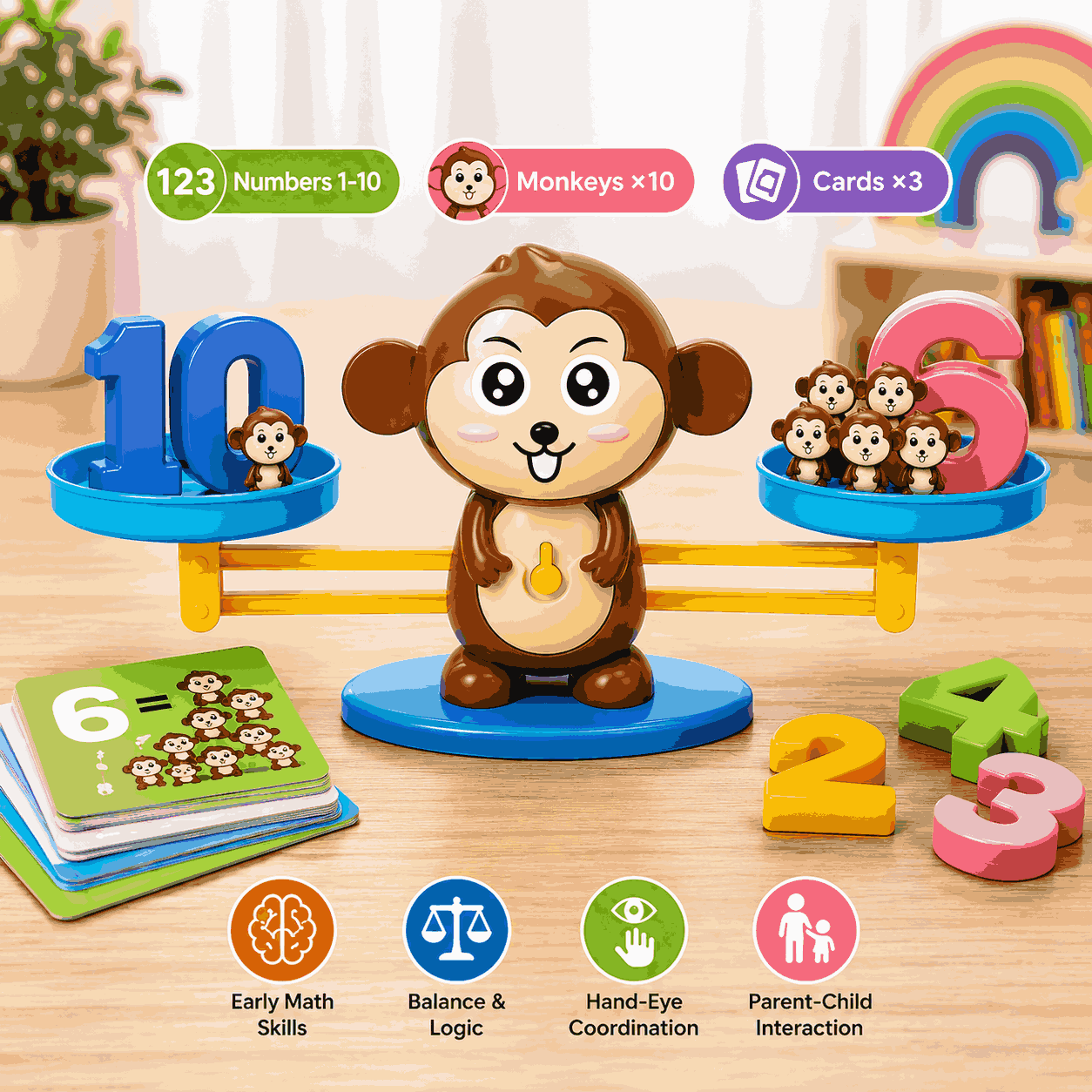 Monkey Balance Learning Scale Math and Counting Game for Kids