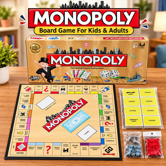 Monopoly Board Game with Property Cards, Money, Dice and Playing Pieces for Kids and Adults