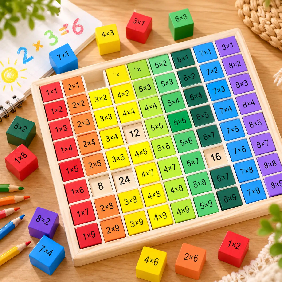 Multiplication Wooden Montessori Educational Board for Kids Math Learning