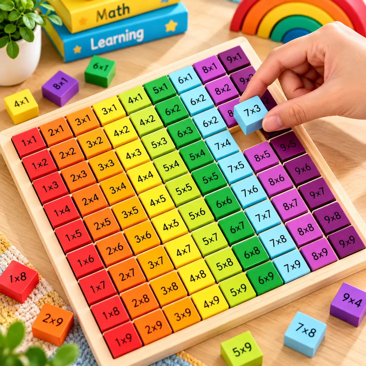 Multiplication Wooden Montessori Educational Board for Kids Math Learning