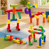 Colorful Creative Pipe Puzzle Building Blocks for Kids With Wheels (64 Pcs | 5117)