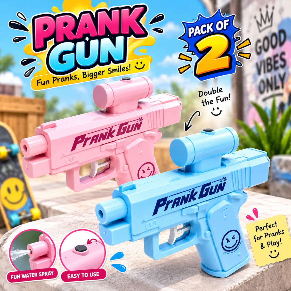 Prank Two-Way Water Gun Fun Toy for Kids Outdoor Water Play