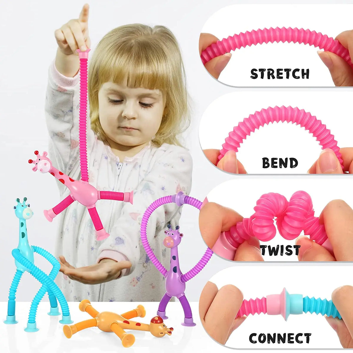 Telescopic Giraffe with Suction Cup Cartoon Toy For kids