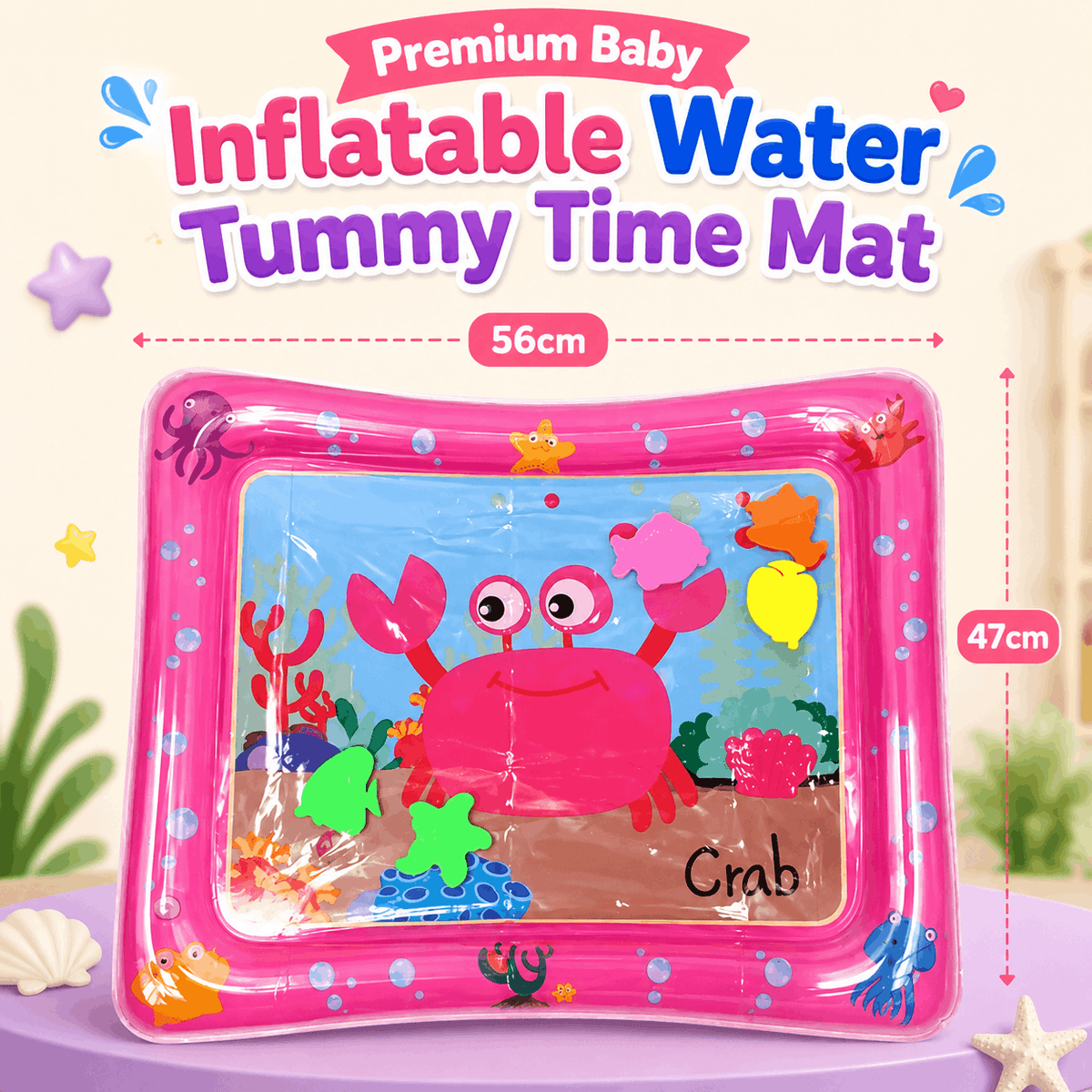 Premium Baby Inflatable Water Tummy Time Mat (Pink)