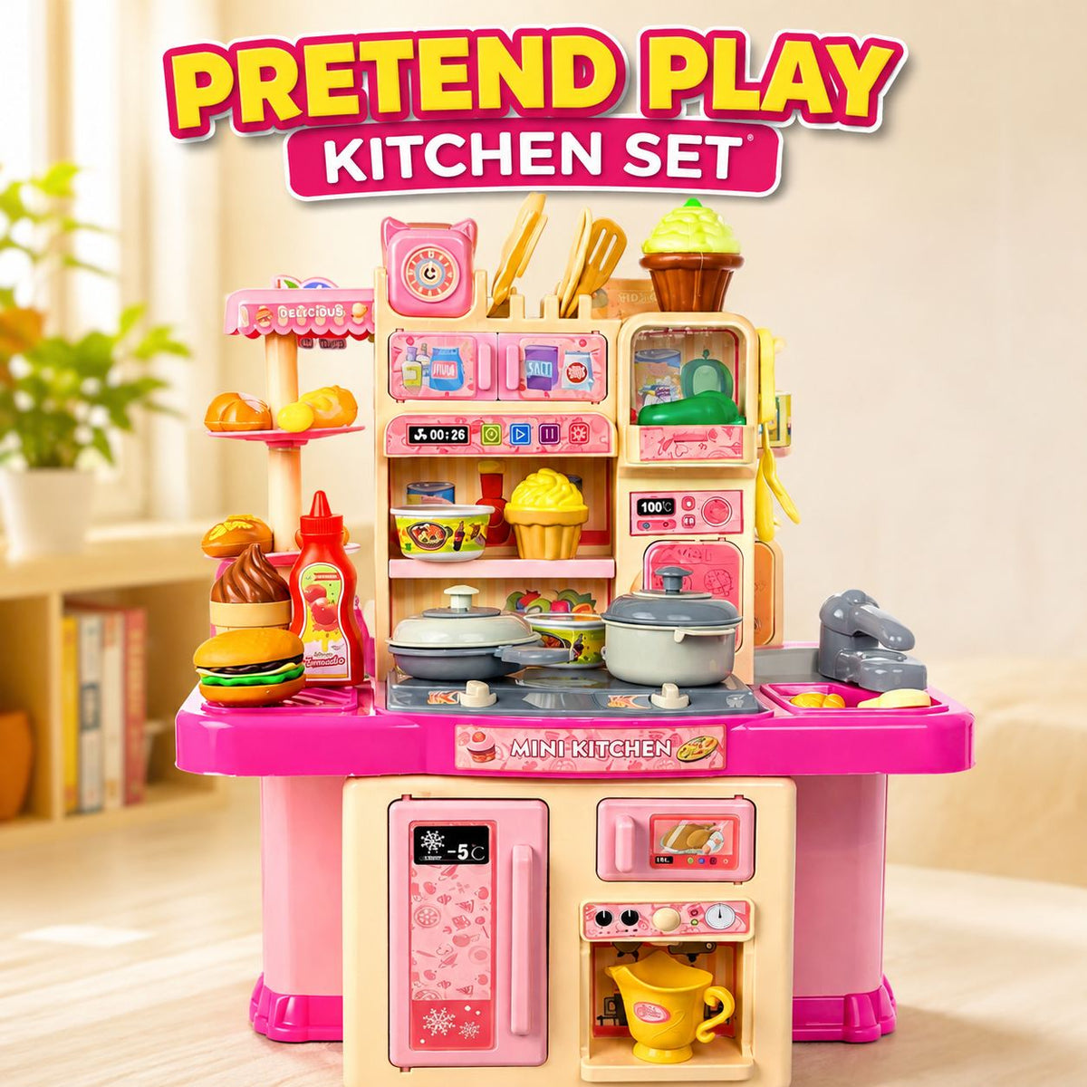 Pretend Play Kitchen Set for Kids Complete Mini Cooking Toy Set